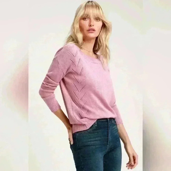 Lulu's Pink/Mauve Lightweight Oversized  Pointelle Sweater Size Large - Picture 1 of 10